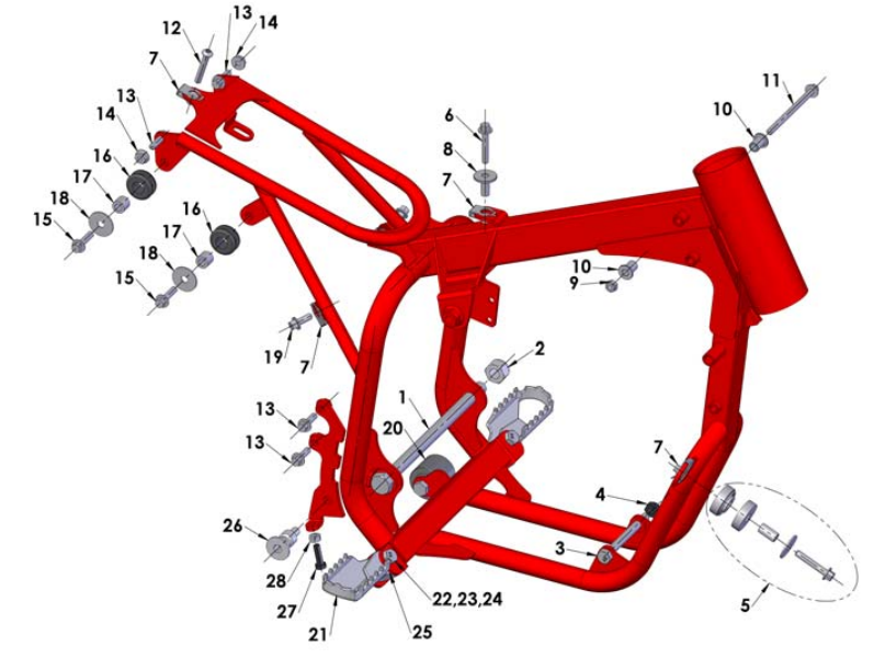 2012 Cobra 50JR Frame – Engine, Swingarm, Tank, and Pipe Mounts