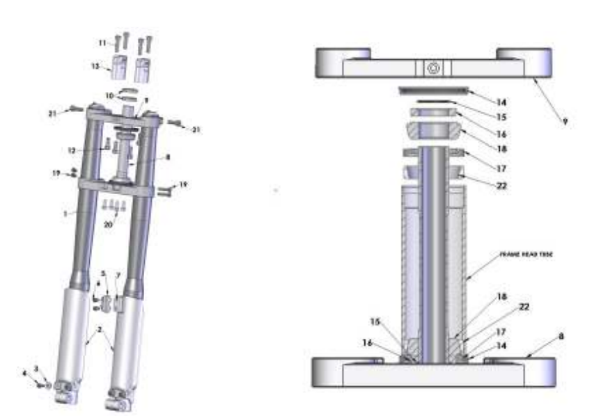 2013 Cobra 50JR Parts – Forks & Triple Clamps