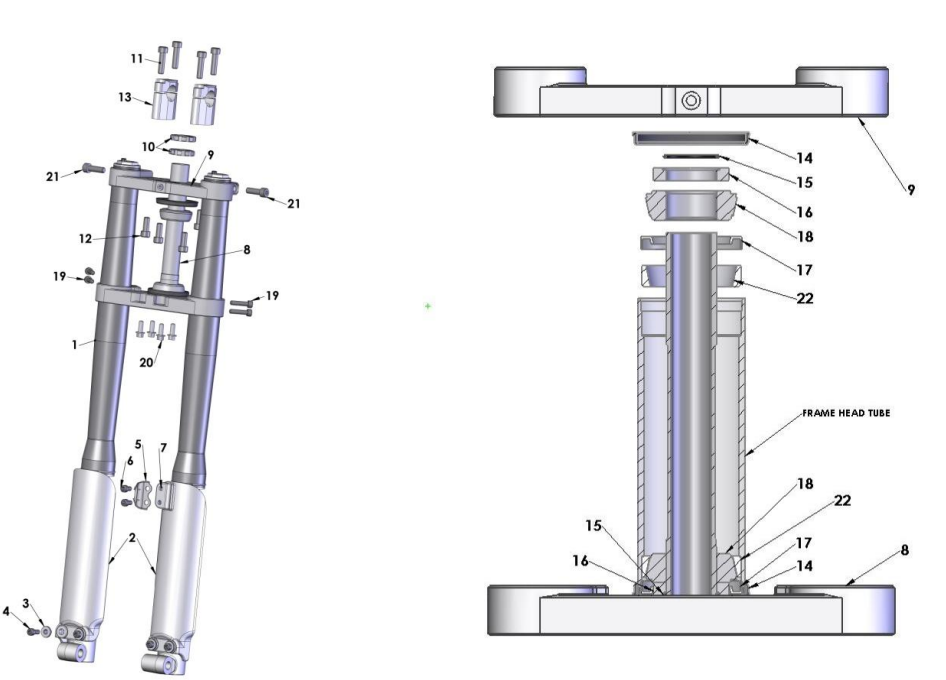 2014 Cobra 50JR Parts – Forks & Triple Clamps