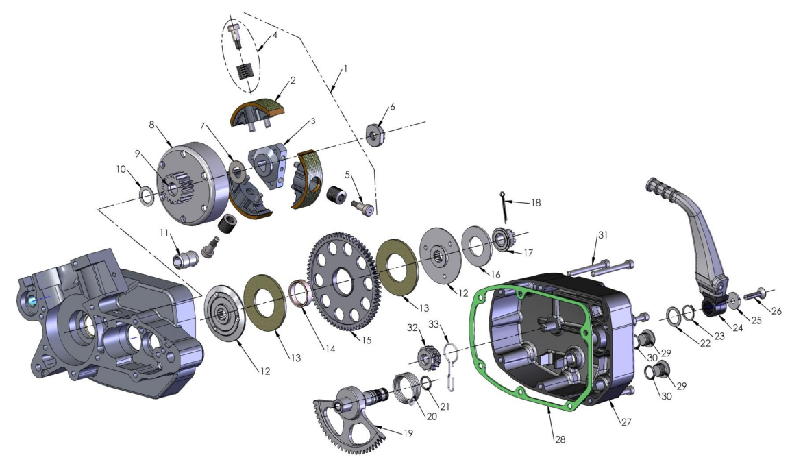 2014 Cobra 50SR (King) Parts – Engine Clutch and Kick Lever