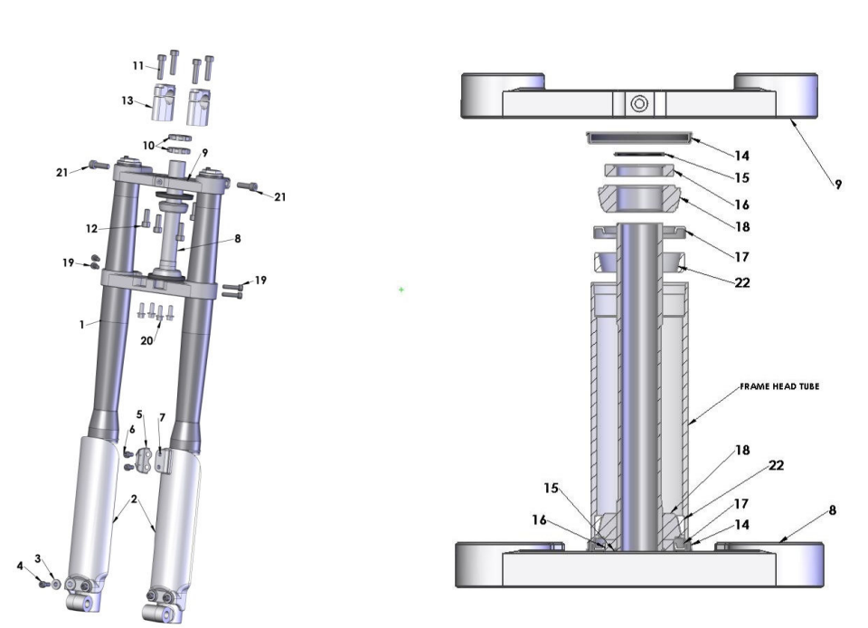 2015 Cobra 50JR Parts – Forks & Triple Clamps
