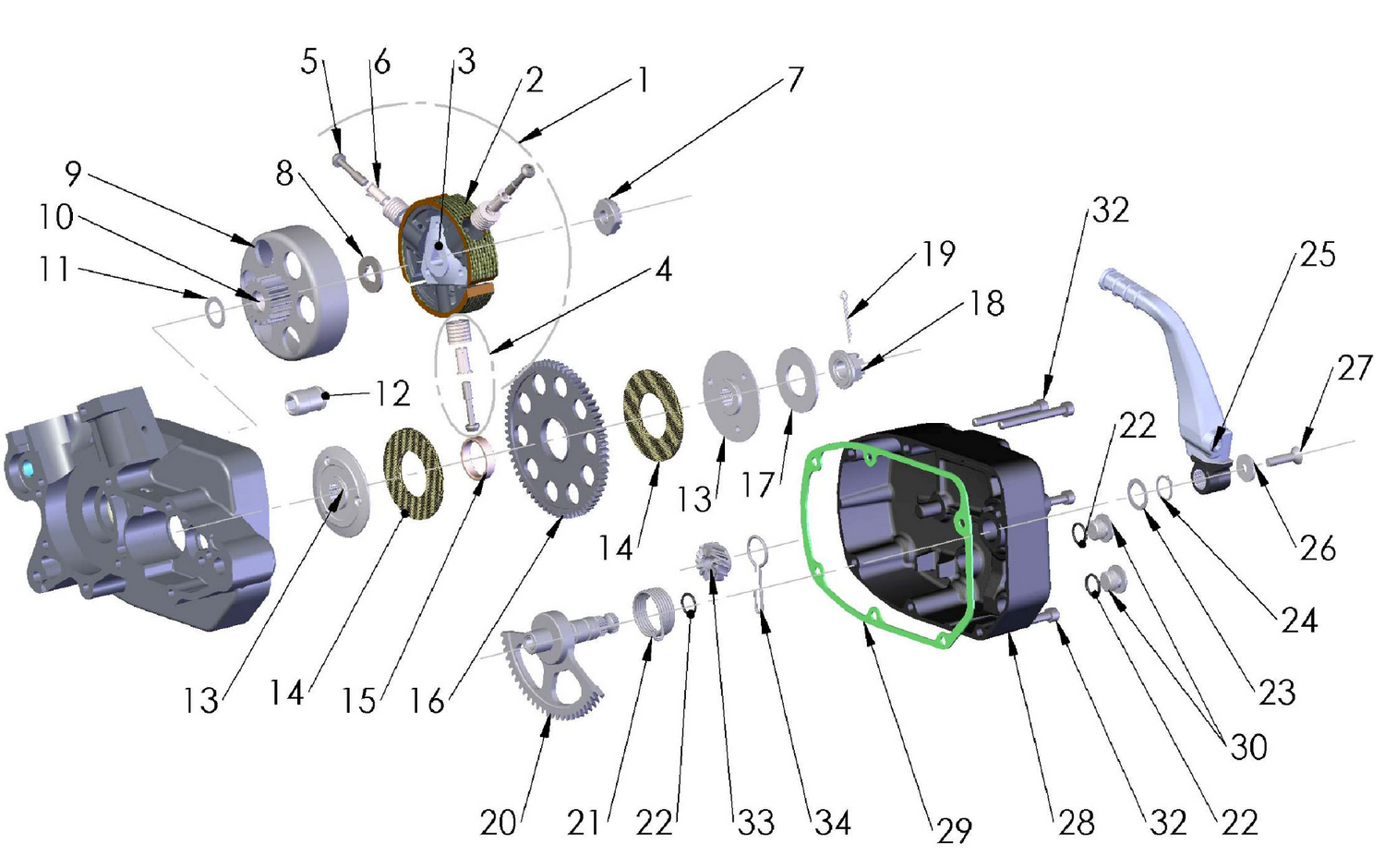 2015 Cobra 50JR Parts – Engine Clutch and Kick Lever