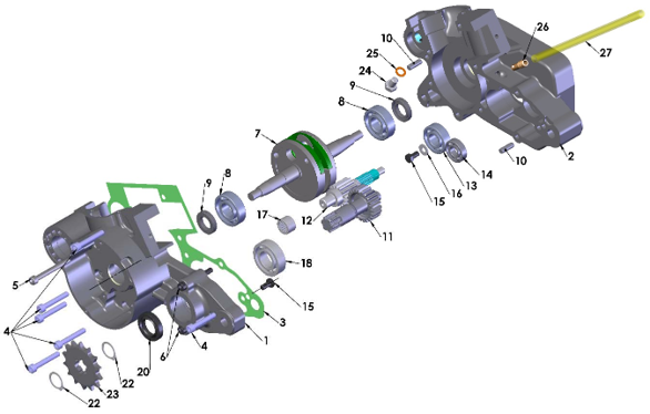 2016 Cobra 50P3 Parts – Engine – Bottom End and Transmission