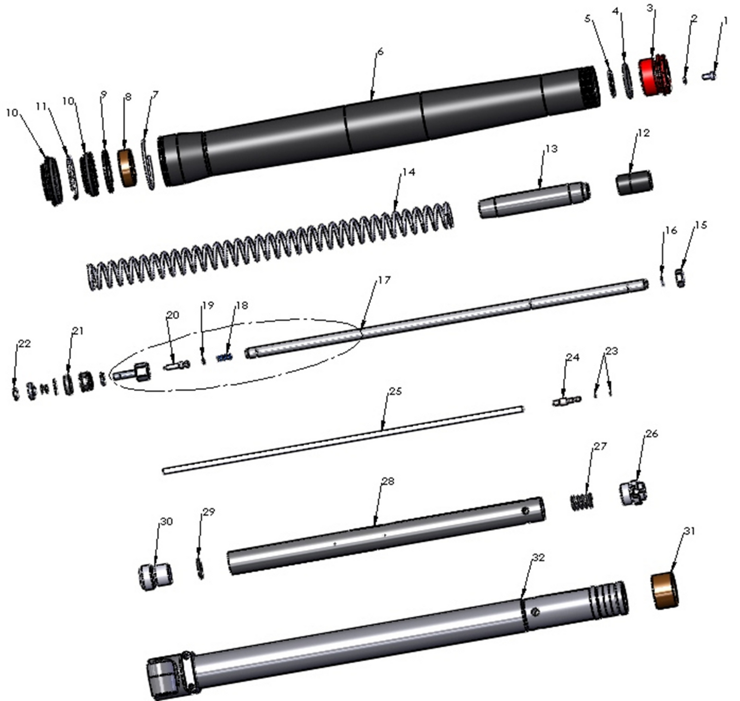 2016 Cobra 50SR (King) Parts - Forks – Leg Assembly – Non-brake Side