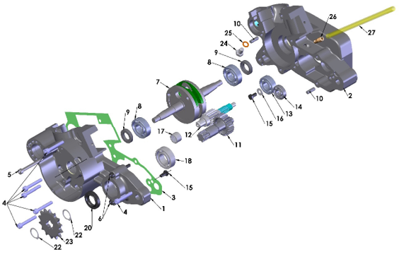 2016 Cobra 50SR (King) Parts – Engine – Bottom End and Transmission