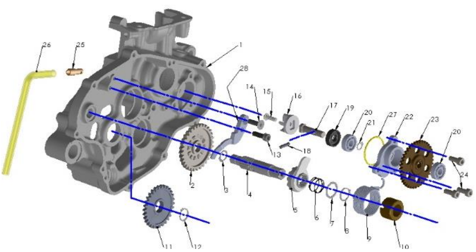 2016 Cobra CX65 Parts – Engine – Kick Mechanism & Water Pump
