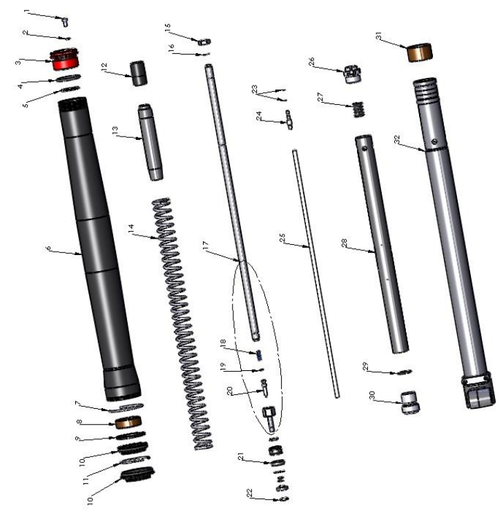 2017 Cobra 50SR (King) Parts - Forks – Leg Assembly – Non-brake Side