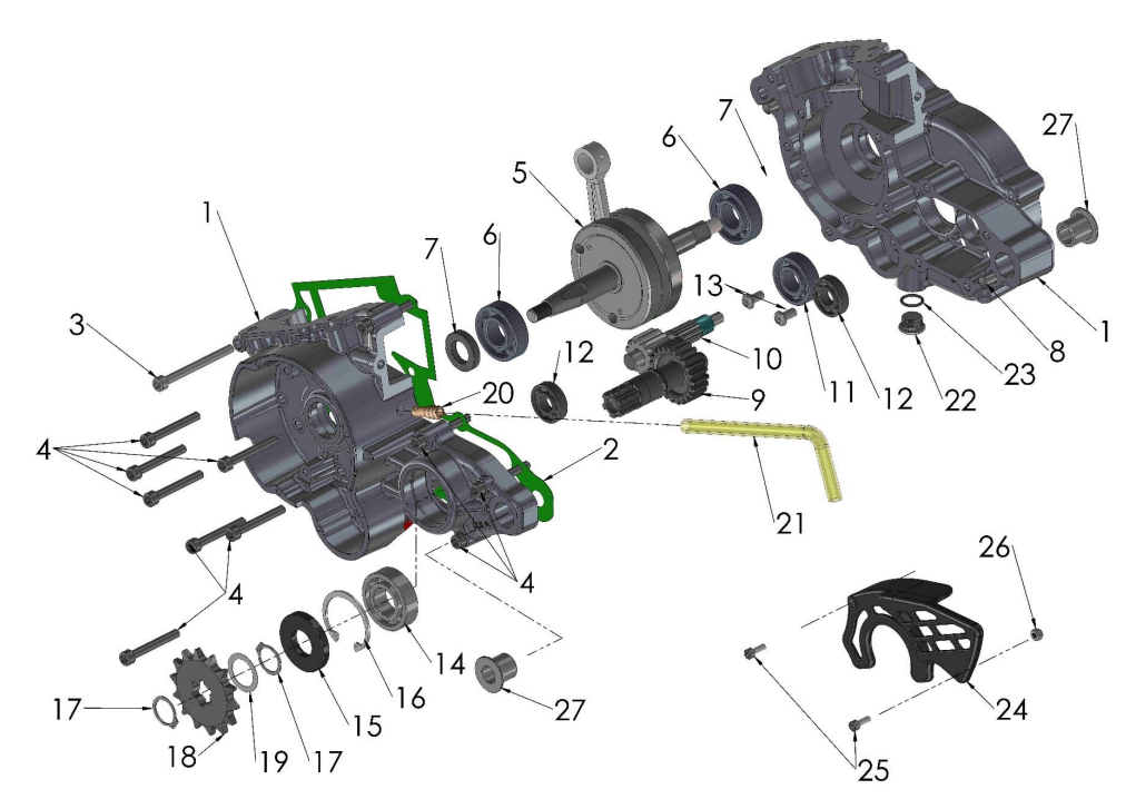 2017 Cobra 50SR (King) Parts – Engine – Bottom End and Transmission