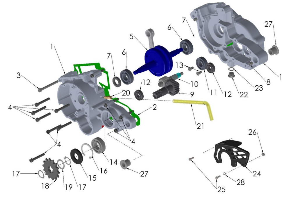 20189 Cobra 50FWE Parts - Engine - Bottom End and
Transmission