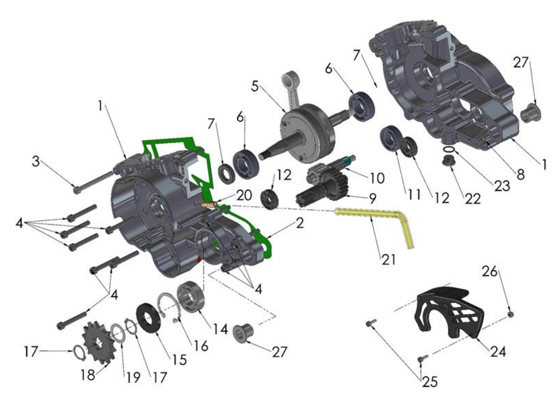 2018 Cobra 50JR Parts - Engine - Bottom End and Transmission