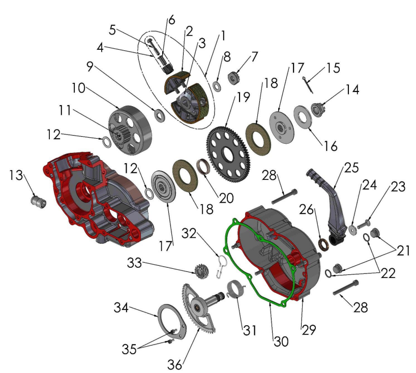 2018 Cobra 50P3 Parts - Engine Clutch and Kick Lever