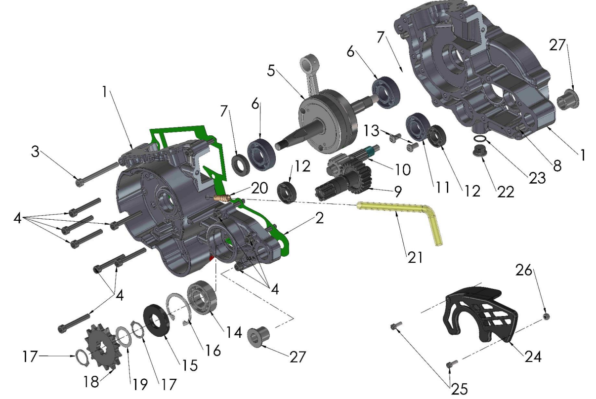 2018 Cobra 50SR (King) Parts - Engine - Bottom End and
Transmission