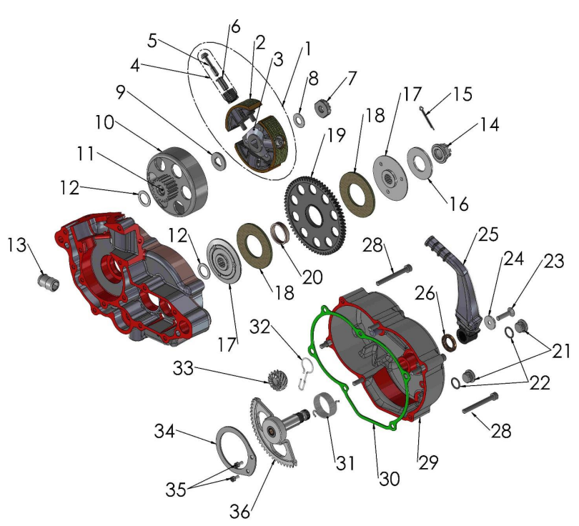 2018 Cobra 50SR (King) Parts - Engine Clutch and Kick Lever