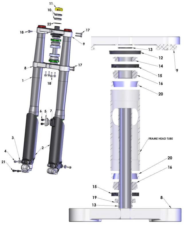 2018 Cobra 50SR (King) Parts - Forks & Triple Clamps