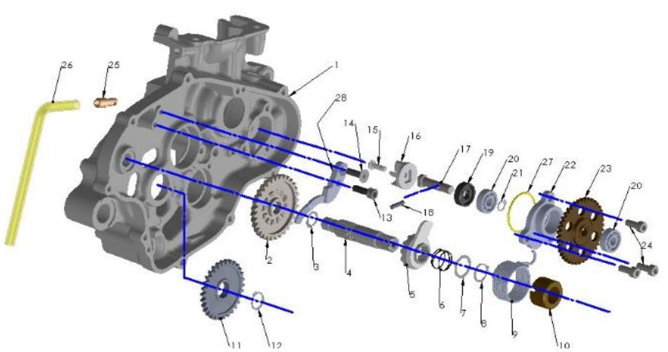 2018 Cobra CX65 Parts - Engine - Kick Mechanism & Water Pump