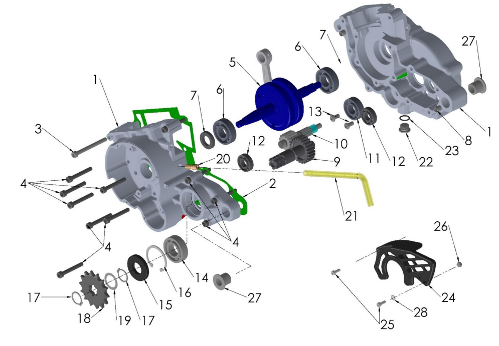 2019 Cobra 50JR Parts - Engine - Bottom End and Transmission