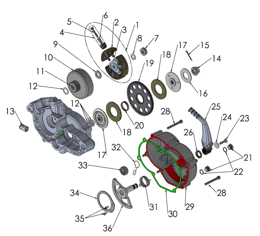 2019 Cobra 50JR Parts - Engine Clutch and Kick Lever