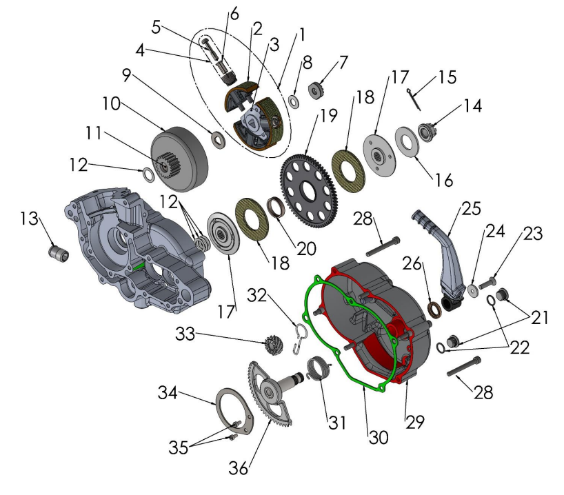 2019 Cobra 50P3 Parts - Engine Clutch and Kick Lever