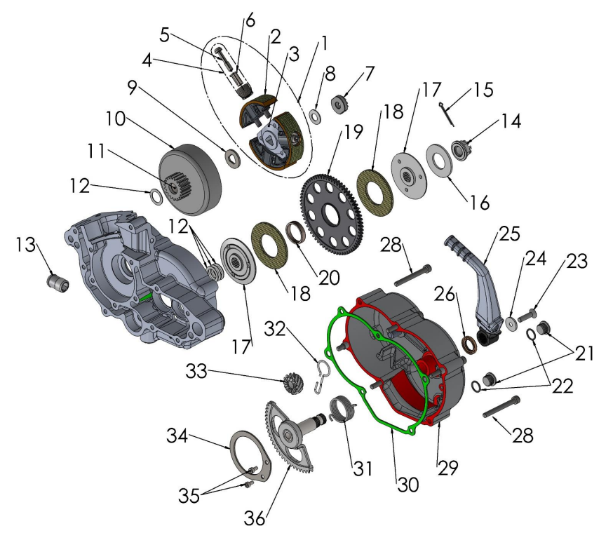 2019 Cobra 50SR (King) Parts - Engine Clutch and Kick Lever