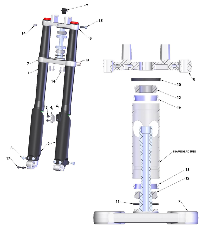 2019 Cobra 50SR (King) Parts - Forks & Triple Clamps