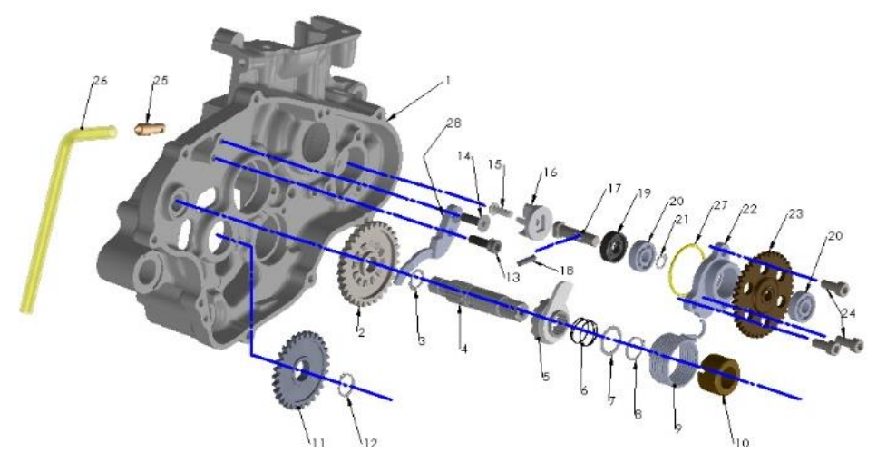 2019 Cobra CX65 Parts - Engine - Kick Mechanism & Water Pump