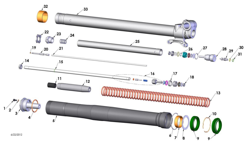 2019 Cobra CX65 Parts - Fork - Leg Assembly - Brake Side