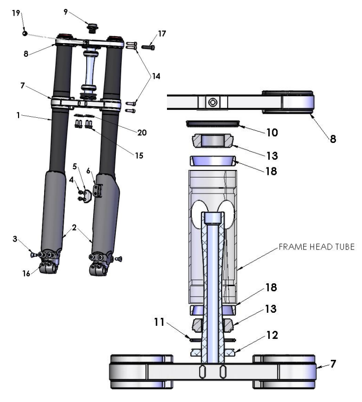 2019 Cobra CX65 Parts - Forks & Triple Clamps