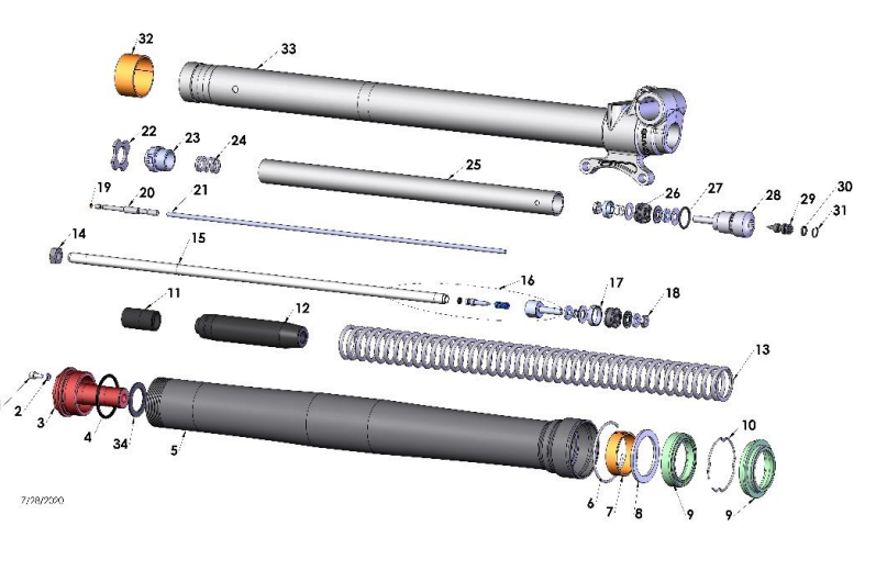 2020-CX65 Parts- Fork- Leg Assembly- Brake Side