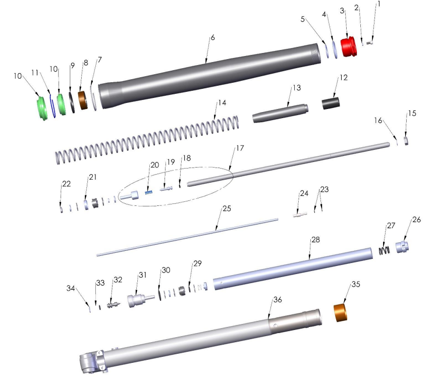 2021-CX50JR Parts- Forks- Leg Assembly- Brake Side