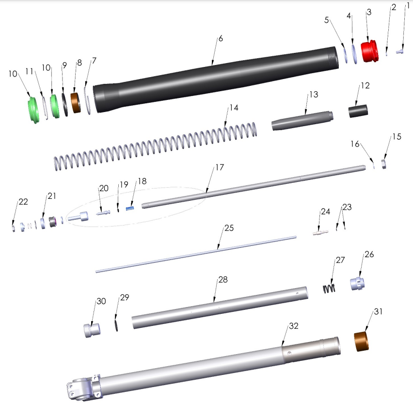 2021-CX50P3 Parts- Forks- Leg Assembly- Non-Brake
Side