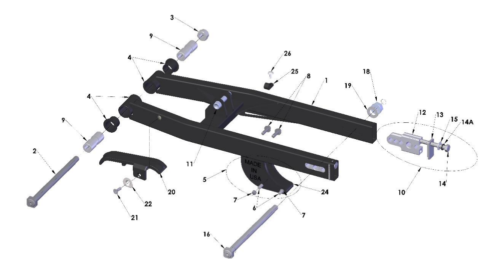 2021-CX50SRX Parts- Swingarm Assembly