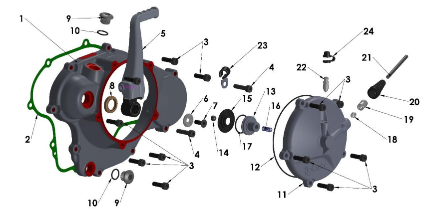 2021-CX65 Parts- Engine- Clutch / Kick Cover