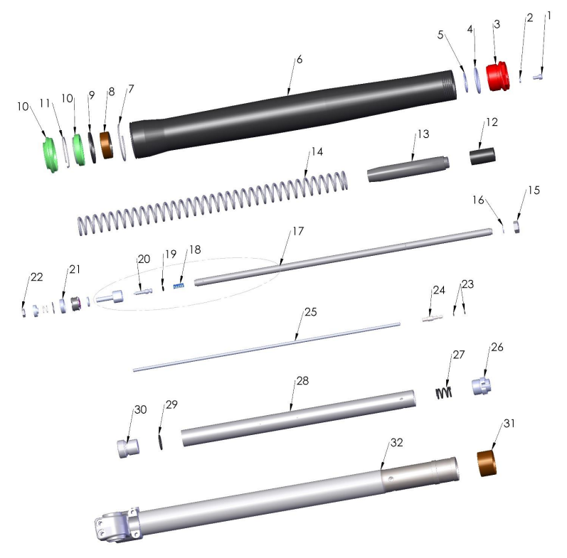 2022-CX50P3 Parts- Forks- Leg Assembly- Non-Brake
Side