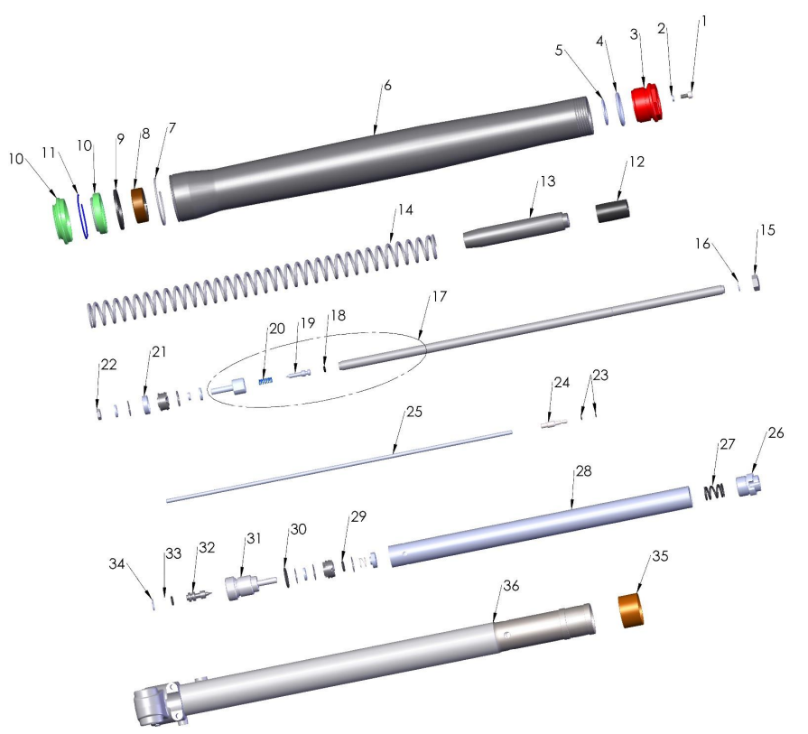 2022-CX50SR-KING Parts- Forks- Leg Assembly- Brake Side