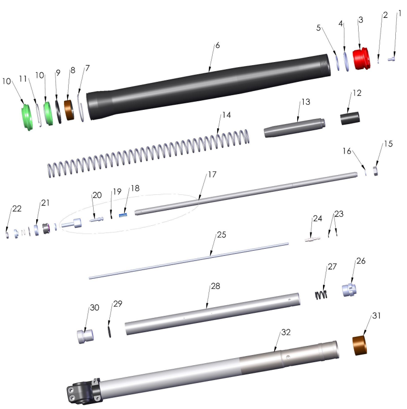 2022-CX50SRx-FWE Parts - Forks- Leg Assembly- Non-brake Side