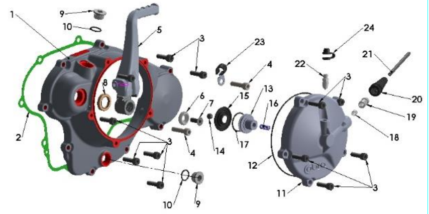 2022-CX65 Parts- Engine- Clutch / Kick Cover