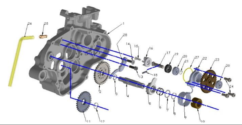 2022-CX65 Parts- Engine- Kick Mechanism & Water Pump