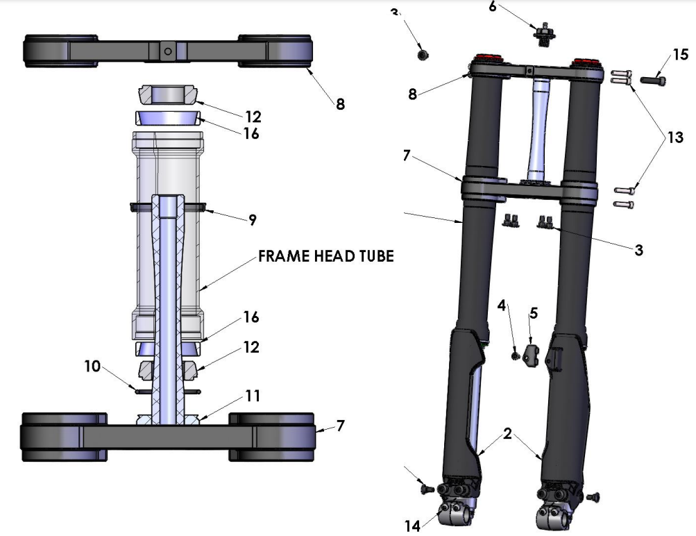 2022-CX65 Parts- Forks & Triple Clamps