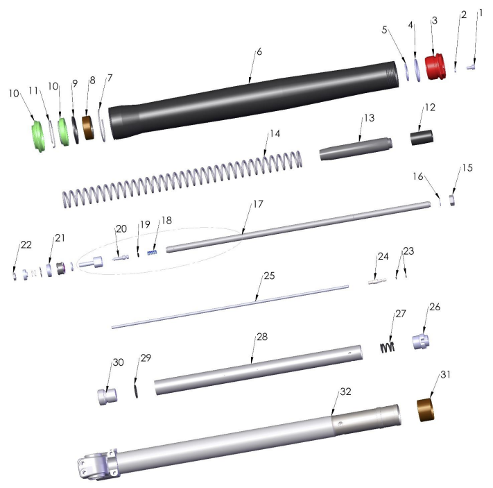 2023 CX50JR Parts- Forks- Leg Assembly- Non-Brake Side