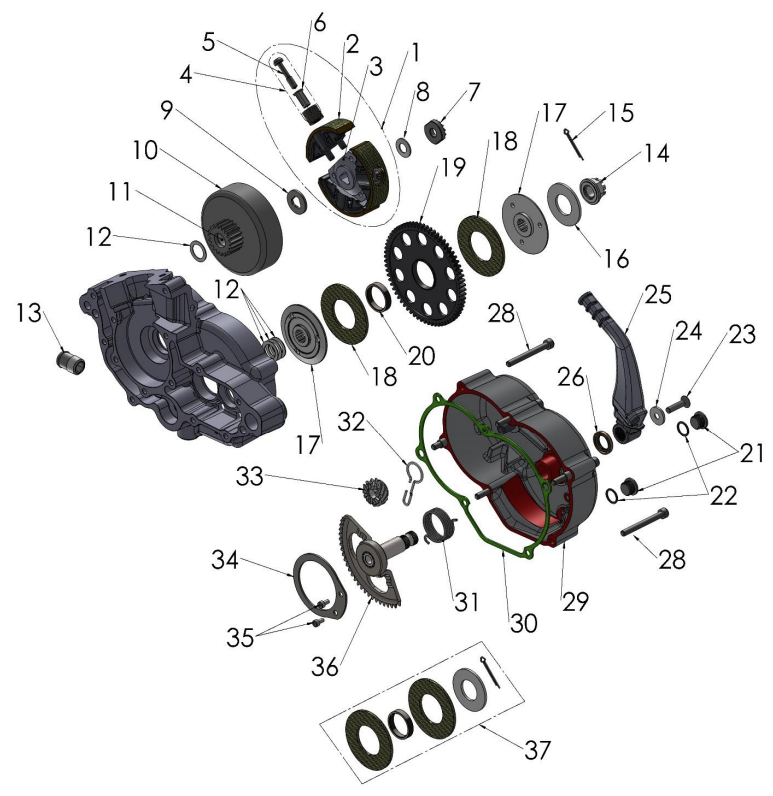 2023 CX50SR KING Parts- Engine Clutch and Kick Lever