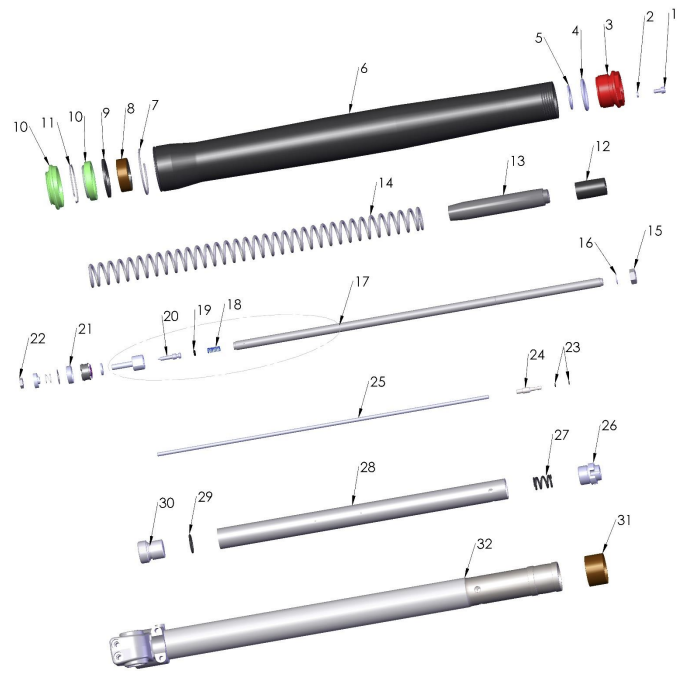 2023 CX50SR KING Parts- Forks- Leg Assembly- Non-brake Side