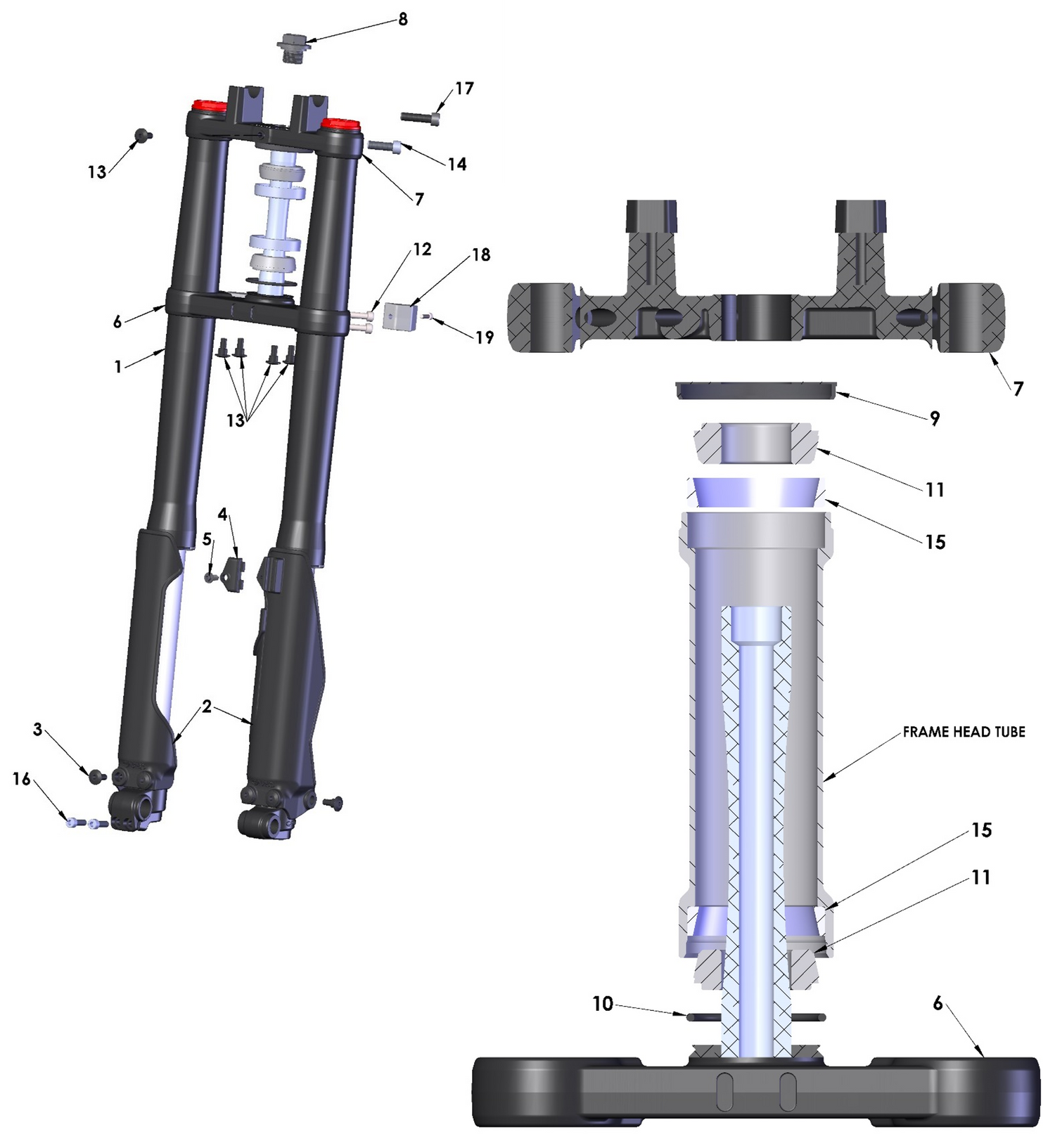 2023 CX5E Parts – Front Forks and Triple Clamp