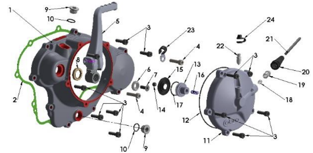 2023 CX65 Parts- Engine- Clutch / Kick Cover