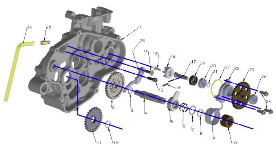 2023 CX65 Parts- Engine- Kick Mechanism & Water Pump