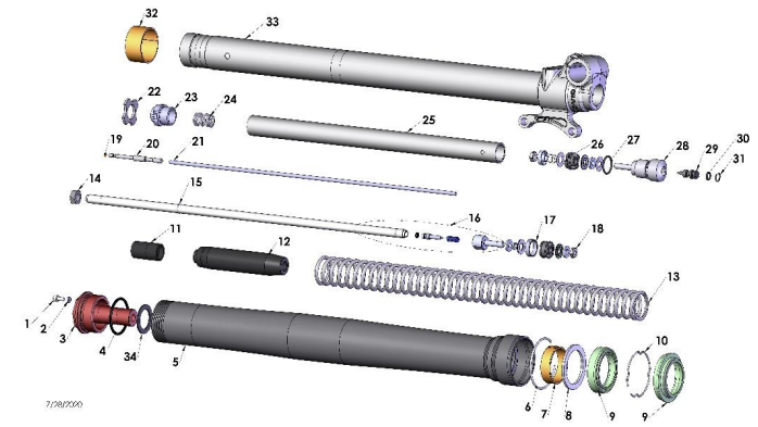 2023 CX65 Parts- Fork- Leg Assembly- Brake Side