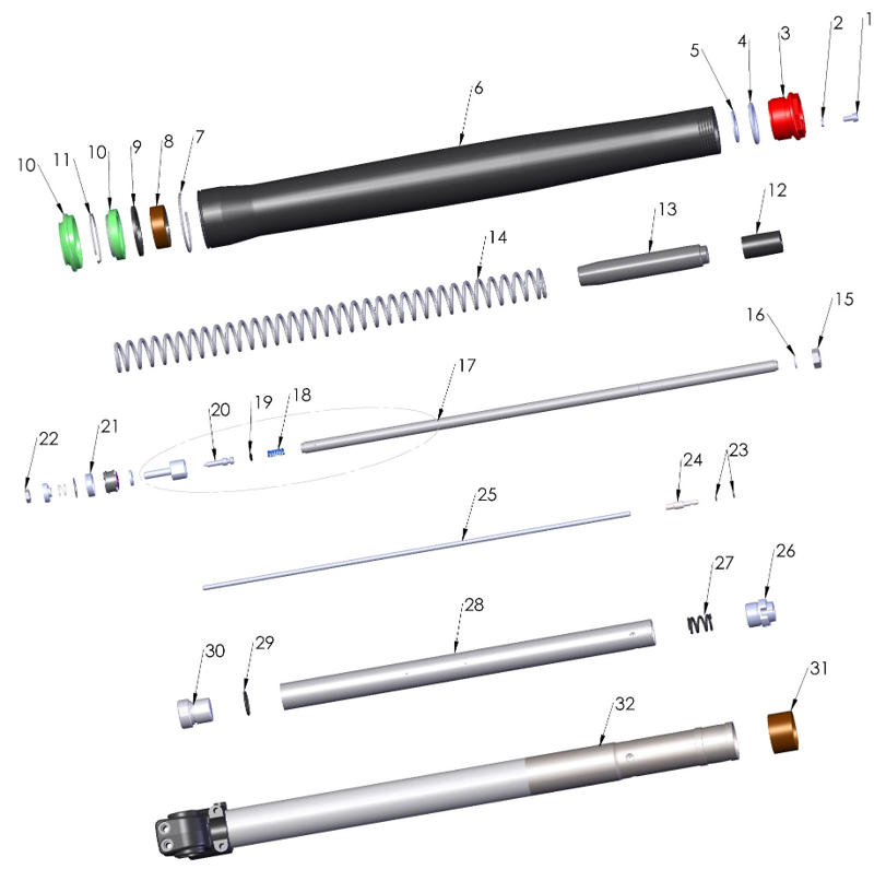 2025 CX5E Parts - Forks – Leg Assembly – Non-brake Side