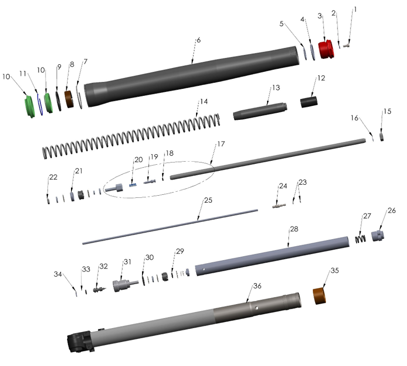 2025 CX5E Parts – Forks – Leg Assembly – Brake Side