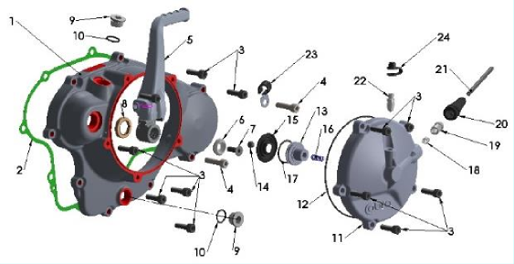 2025 CX65 Parts – Engine – Clutch / Kick Cover