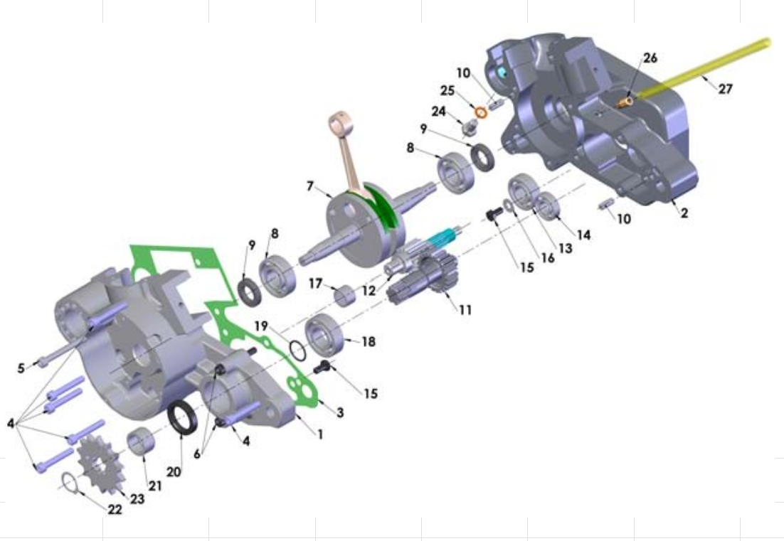 2012 Cobra 50JR Parts – Engine – Bottom End and Transmission
