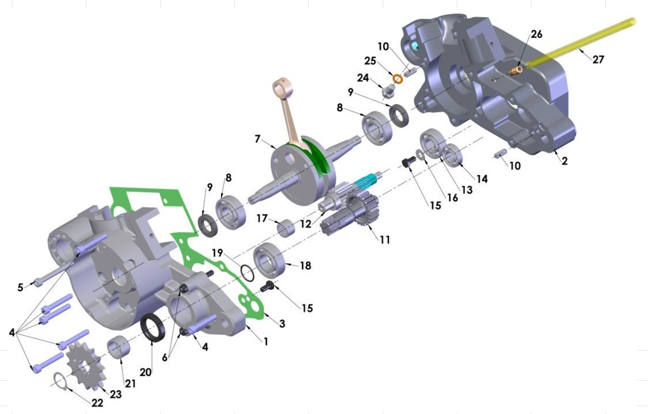 2013 Cobra 50SR (King) Parts – Engine – Bottom End and Transmission
